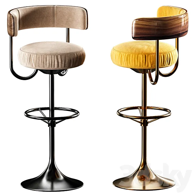 Revolving Metal Brass Bar Stool 3DModel