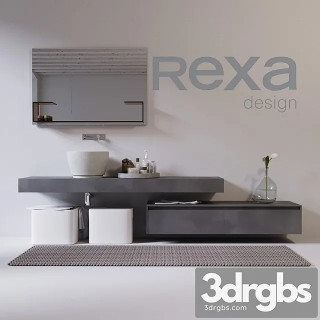 Rexa Design Washbasin With Furniture and Accessories 3D Model Download