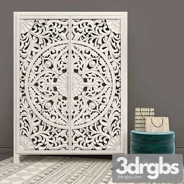 Reznoi Shkaf Lombok Armoire S Pufom Velvet Carousel Ottoman Ot Anthropologie 3D Model Download