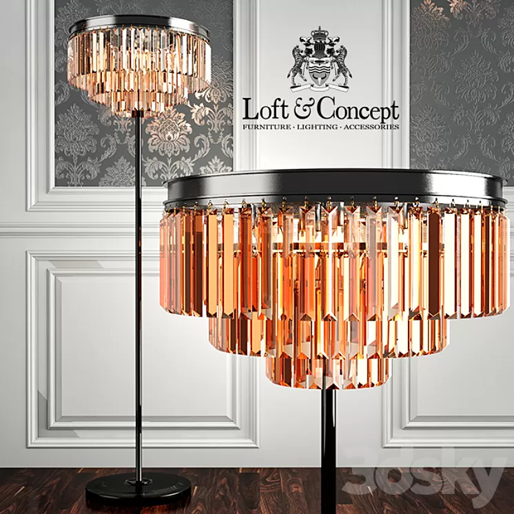 RH 1920S ODEON SMOKE GLASS FRINGE FLOR LAMPS 3D Model