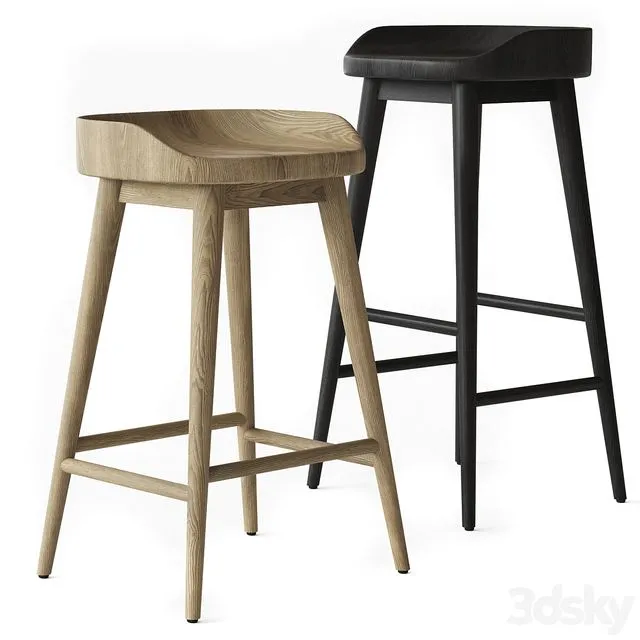 RH 1950S DANISH BAR & COUNTER STOOL 3D Model RH 1950S DANISH BAR & COUNTER STOOL 3D Model