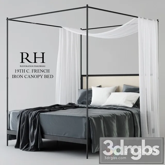 RH 19th C French Iron Canopy Bed 3D Model Download RH 19th C French Iron Canopy Bed 3D Model Download