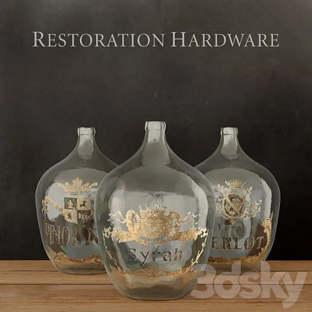 RH _ 1920S HAND-BLOWN WINE BOTTLE COLLECTION 3D Model RH _ 1920S HAND-BLOWN WINE BOTTLE COLLECTION 3D Model