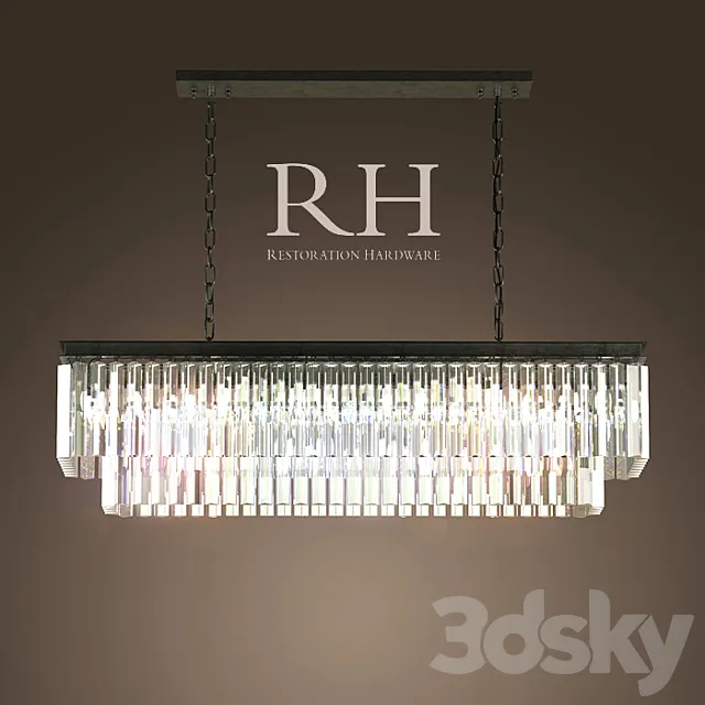 RH _ 1920S ODEON GLASS FRINGE RECTANGULAR CHANDELIER SMALL IRON 3DModel RH _ 1920S ODEON GLASS FRINGE RECTANGULAR CHANDELIER SMALL IRON 3DModel