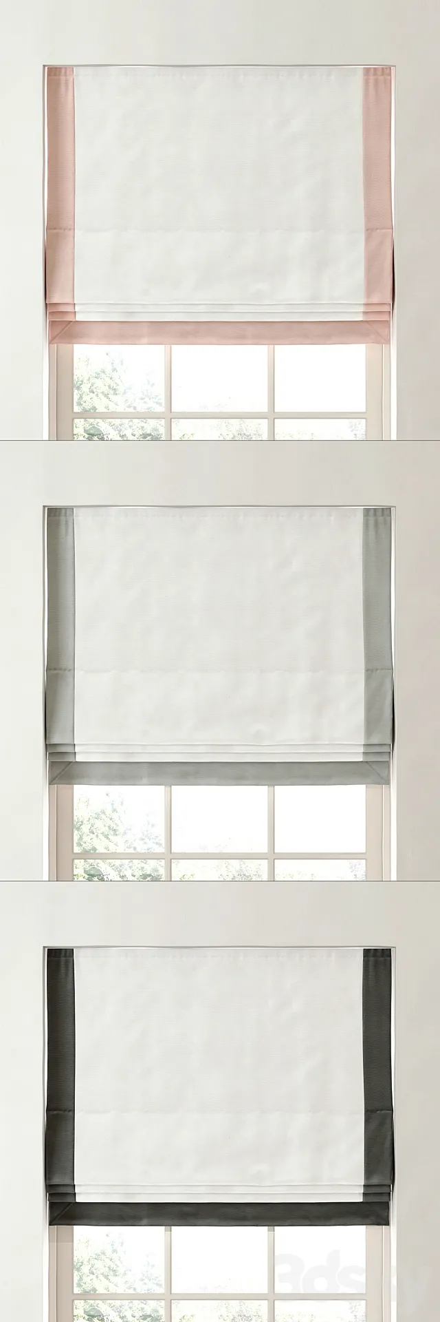 RH _ BORDERED COTTON CANVAS CORDLESS ROMAN SHADE 3DModel