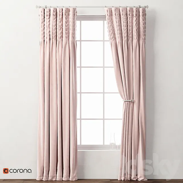 RH _ BOX-TUFTED VELVET DRAPERY PANEL_2 3DModel RH _ BOX-TUFTED VELVET DRAPERY PANEL_2 3DModel