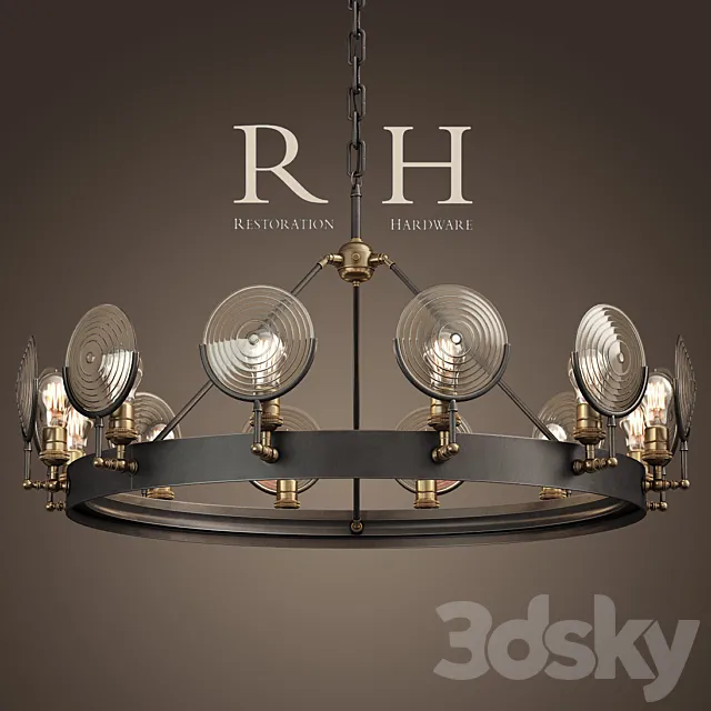 RH _ GASLIGHT LENS CHANDELIER 42 ” 3DModel RH _ GASLIGHT LENS CHANDELIER 42 ” 3DModel
