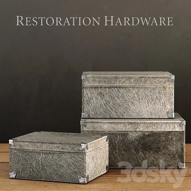 RH _ HAIR-ON-HIDE STORAGE BOXES 3D Model RH _ HAIR-ON-HIDE STORAGE BOXES 3D Model
