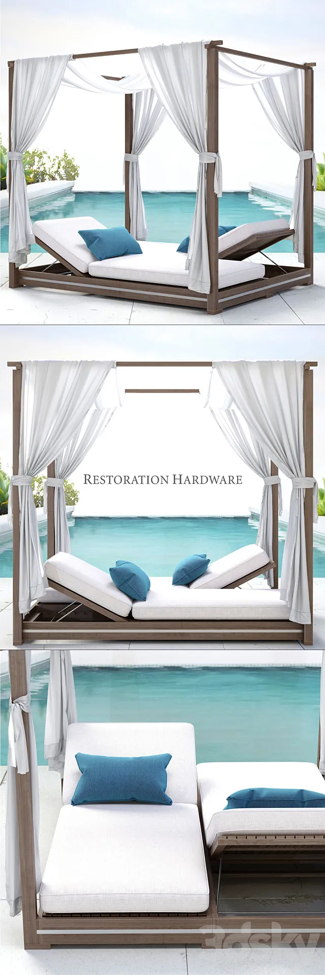 RH _ MALTA CANOPY DOUBLE CHAISE 3DModel