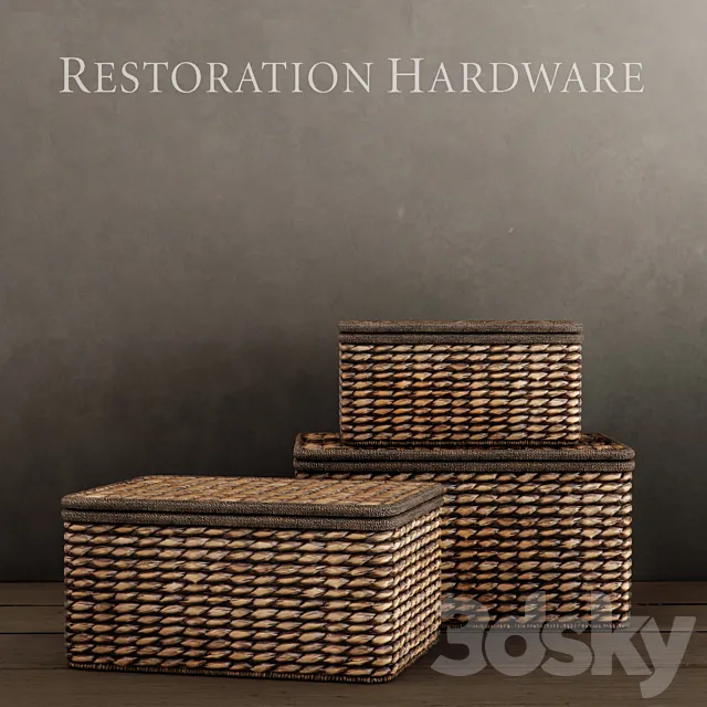 RH _ SEAGRASS STORAGE BOXES CHOCOLATE 3D Model RH _ SEAGRASS STORAGE BOXES CHOCOLATE 3D Model