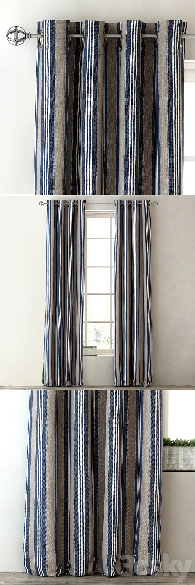 RH _ TAILORED STRIPE DRAPERY PANEL 3D Model
