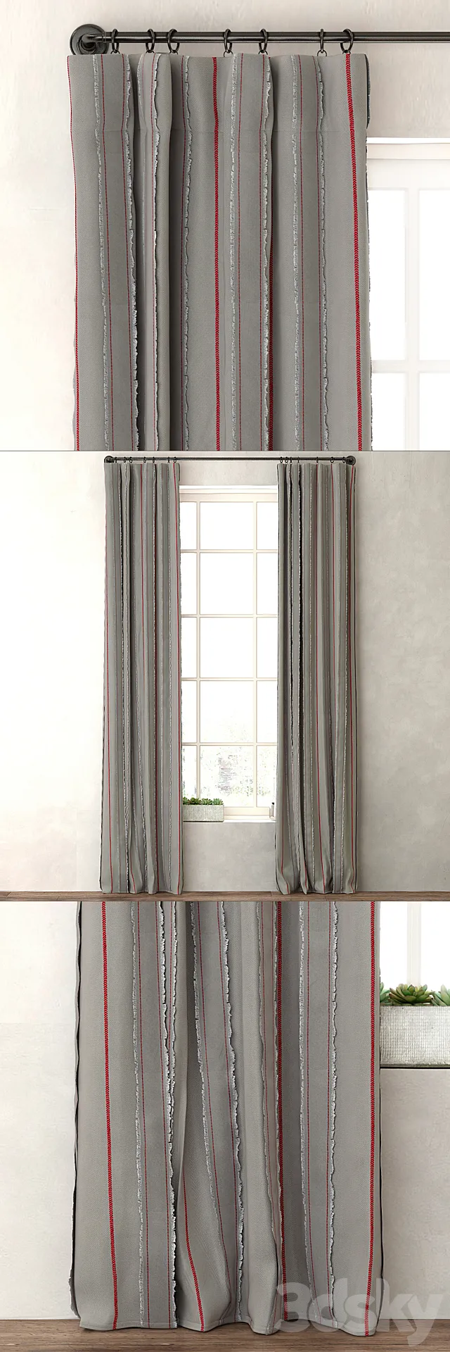 RH _ VINTAGE BASEBALL STRIPE DRAPERY PANEL 3D Model