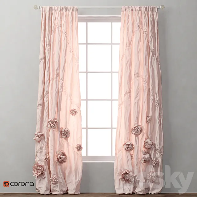 RH _ WASHED APPLIQUED FLEUR DRAPERY 3DModel RH _ WASHED APPLIQUED FLEUR DRAPERY 3DModel