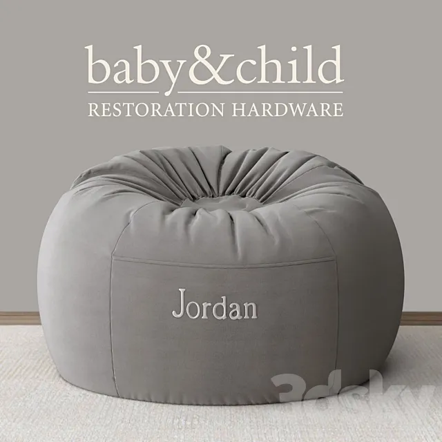 RH _ WASHED VELVET BEAN BAG COVER 3D Model RH _ WASHED VELVET BEAN BAG COVER 3D Model