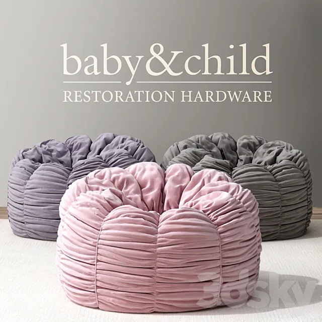 RH _ WASHED VELVET RUCHED BEAN BAG 3DModel RH _ WASHED VELVET RUCHED BEAN BAG 3DModel