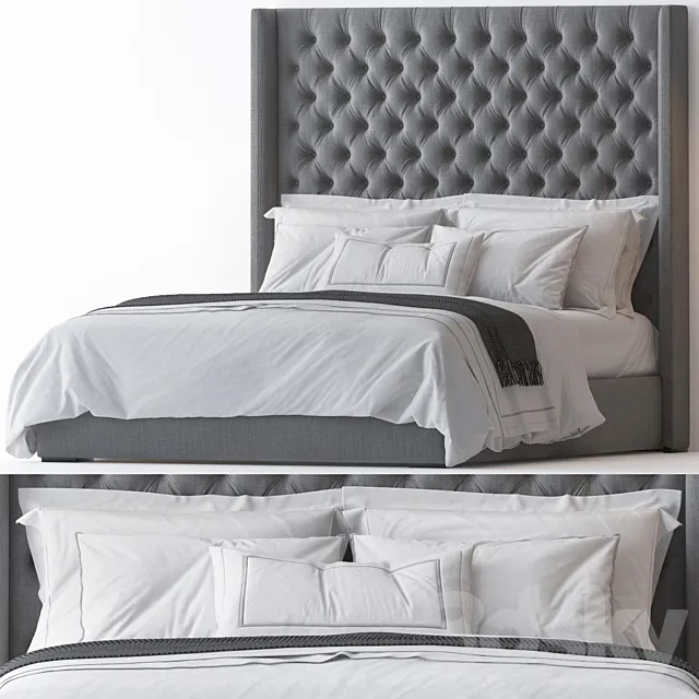 RH ADLER SHELTER DIAMOND TUFTED BED 3D Model RH ADLER SHELTER DIAMOND TUFTED BED 3D Model