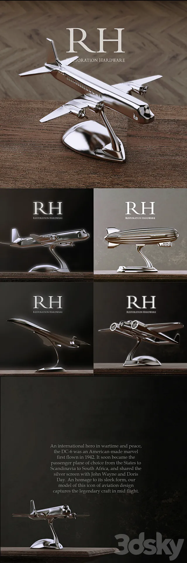 RH AIRCRAFTS DECORATION SET OF 4 3DModel RH AIRCRAFTS DECORATION SET OF 4 3DModel
