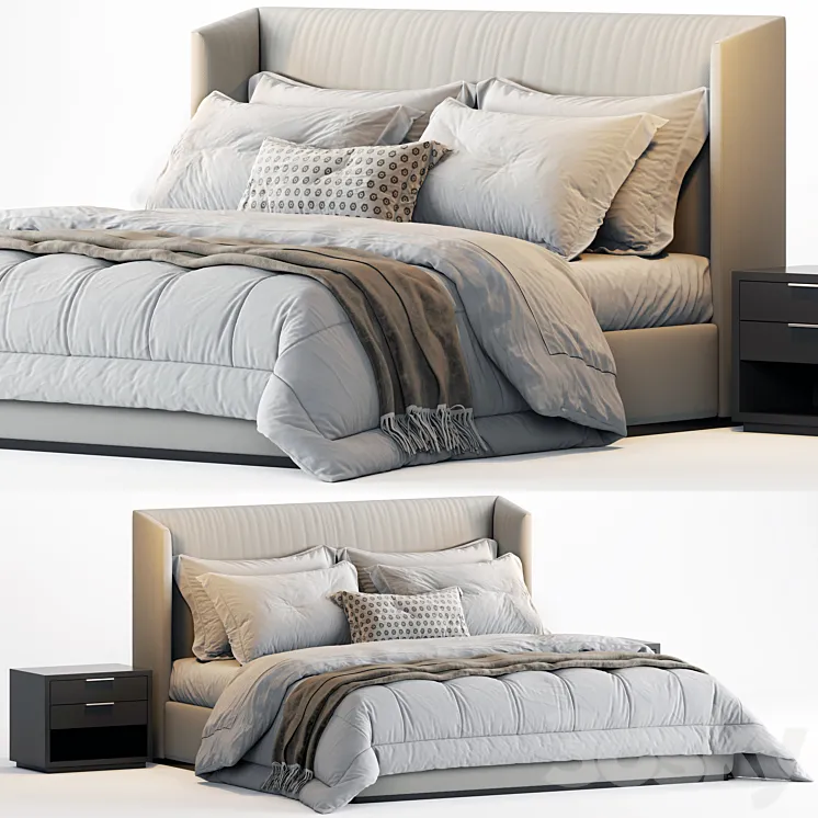 RH Alessa Fabric Shelter Bed 3D Model Free Download