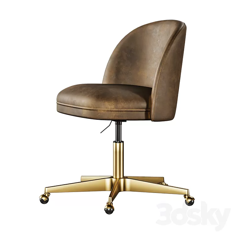Rh Alessa Leather Desk Chair 3D Model Rh Alessa Leather Desk Chair 3D Model