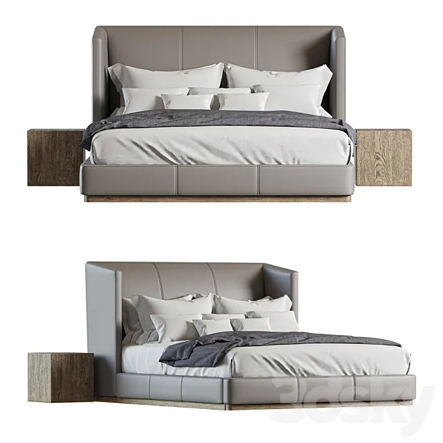 Rh Alessa Leather Shelter Bed 3DModel Rh Alessa Leather Shelter Bed 3DModel