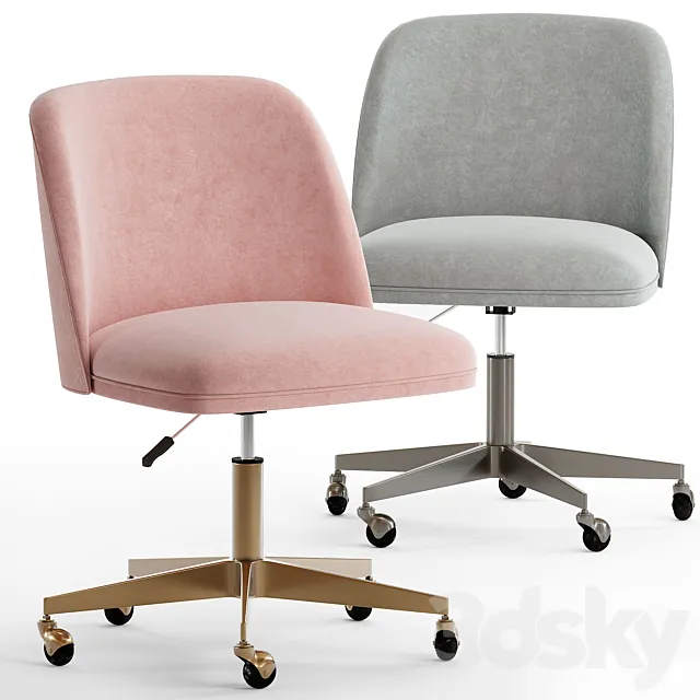 Rh alessa velvet desk chair – antiqud brass 3D Model