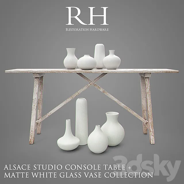 RH ALSACE Studio Console Table + Vase Collection 3D Model