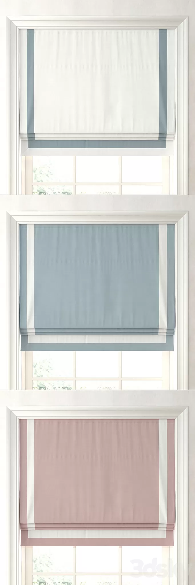 RH \/ APPLIQUED FRAME COTTON CANVAS ROMAN SHADE 3D Model