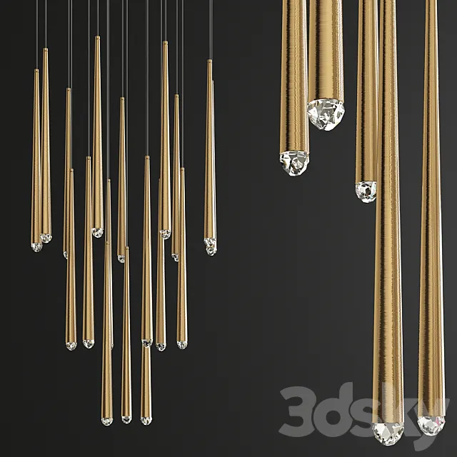 RH Aquitaine Round Chandelier – Brass 3D Model