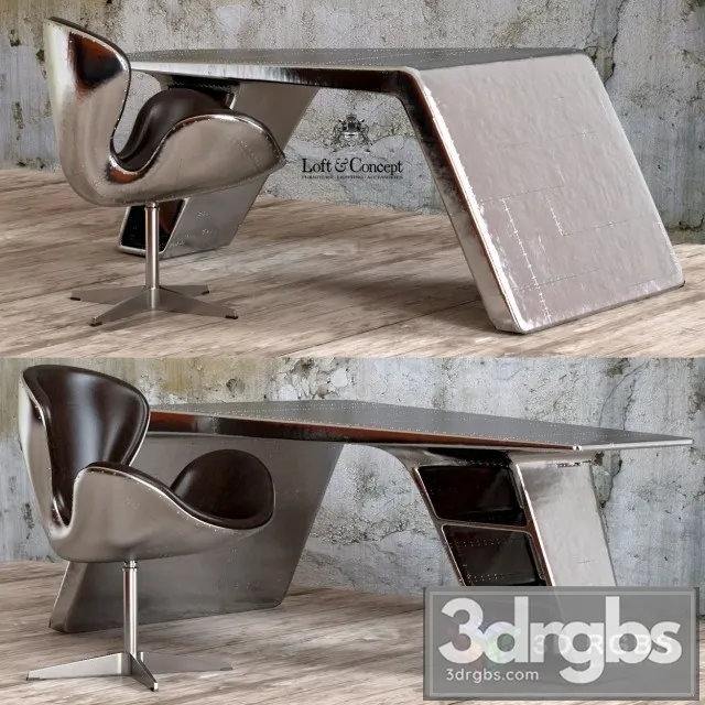 RH Aviator Desk and Chair 3D Model Download