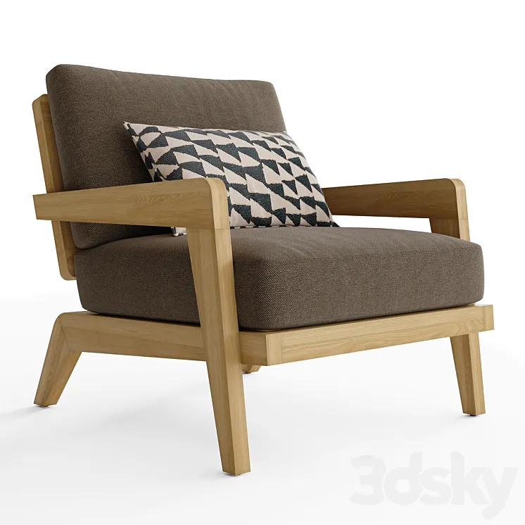 RH AVILA TEAK LOUNGE CHAIR 3D Model Free Download