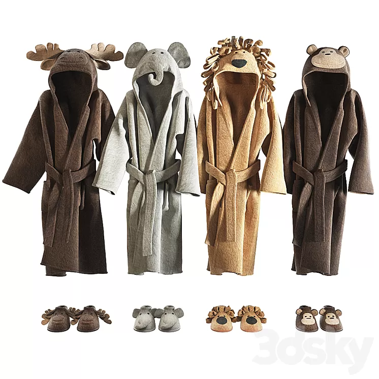 RH Baby bathrobe Animal set 002 3D Model RH Baby bathrobe Animal set 002 3D Model