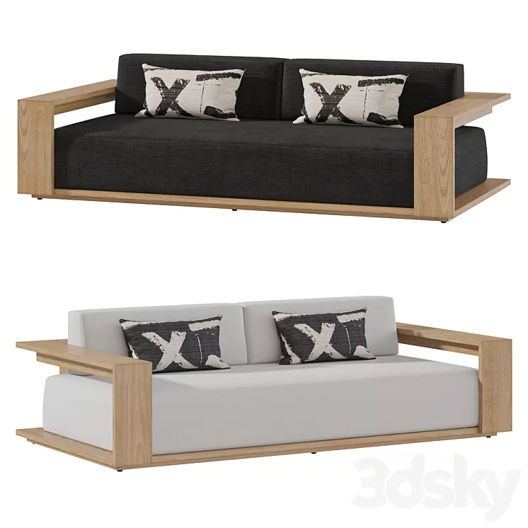 RH BAHIA SOFA Natural Teak size 2150 3D Model Free Download