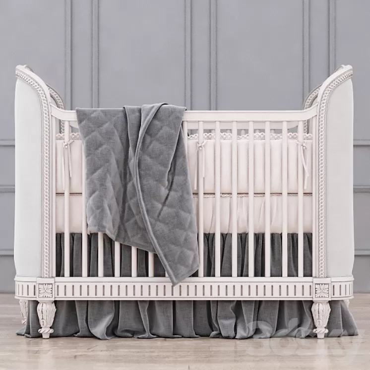 RH Belle Upholstered Crib (Antique Grey Mist) 3D Model RH Belle Upholstered Crib (Antique Grey Mist) 3D Model