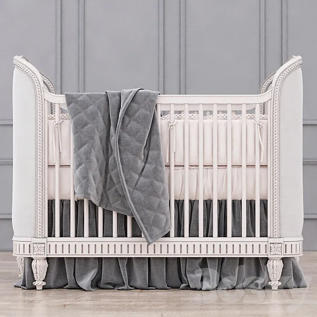 RH Belle Upholstered Crib (Antique Grey Mist) 3DModel RH Belle Upholstered Crib (Antique Grey Mist) 3DModel