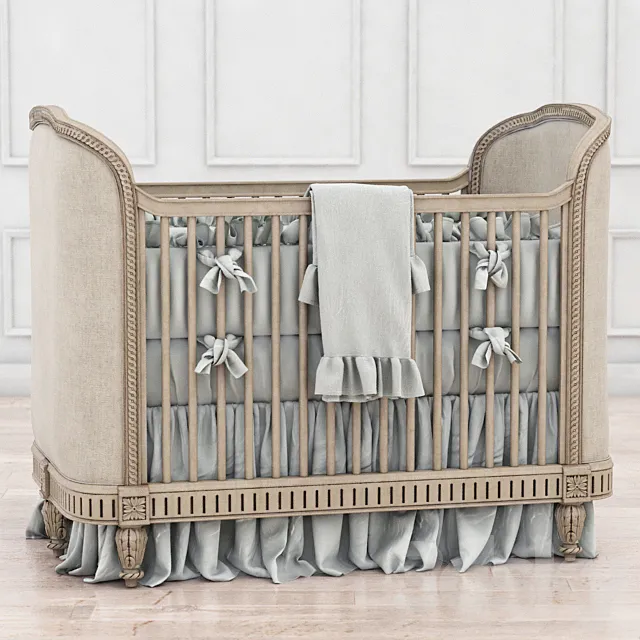 RH Belle Upholstered Crib (distressed linen) 3DModel RH Belle Upholstered Crib (distressed linen) 3DModel