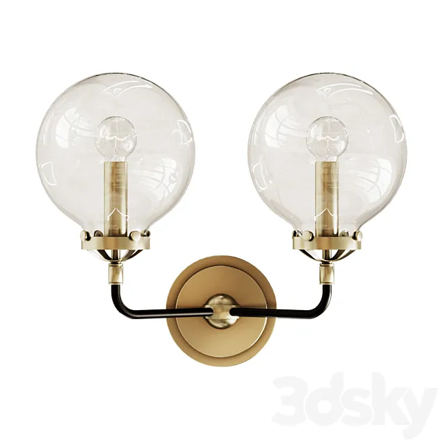 Rh bistro globe clear glass double sconce 3DModel