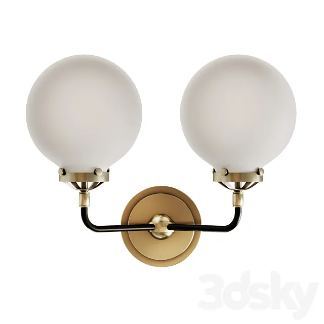 Rh bistro globe milk glass double sconce 3D Model