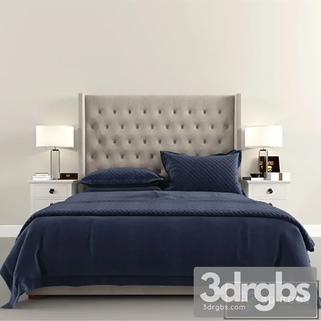 RH Blue Velvet Bed 3D Model Download RH Blue Velvet Bed 3D Model Download