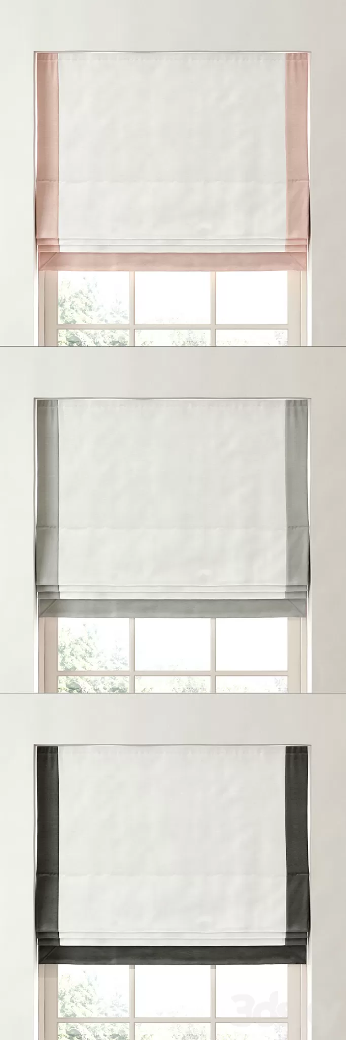 RH \/ BORDERED COTTON CANVAS CORDLESS ROMAN SHADE 3D Model