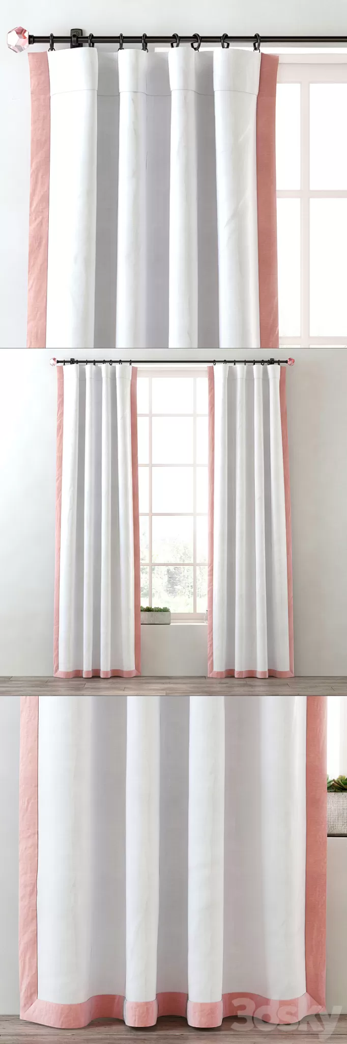 RH \/ BORDERED COTTON CANVAS DRAPERY PANEL 3D Model