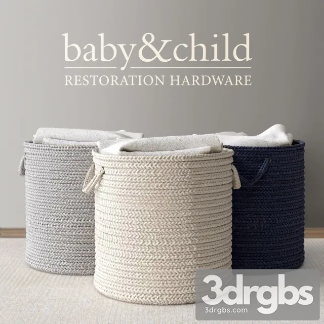 RH  Braided Wool Hamper 3D Model Download