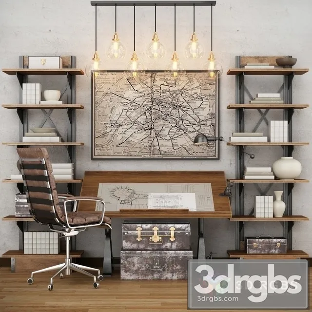 RH Cabinet Set 3D Model Download