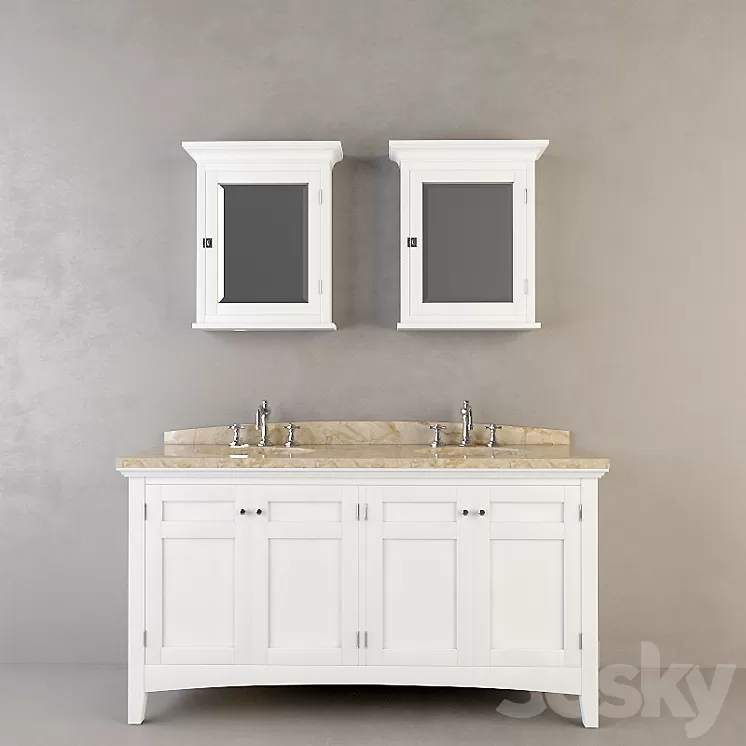 RH CARTWRIGHT DOUBLE VANITY 3D Model RH CARTWRIGHT DOUBLE VANITY 3D Model