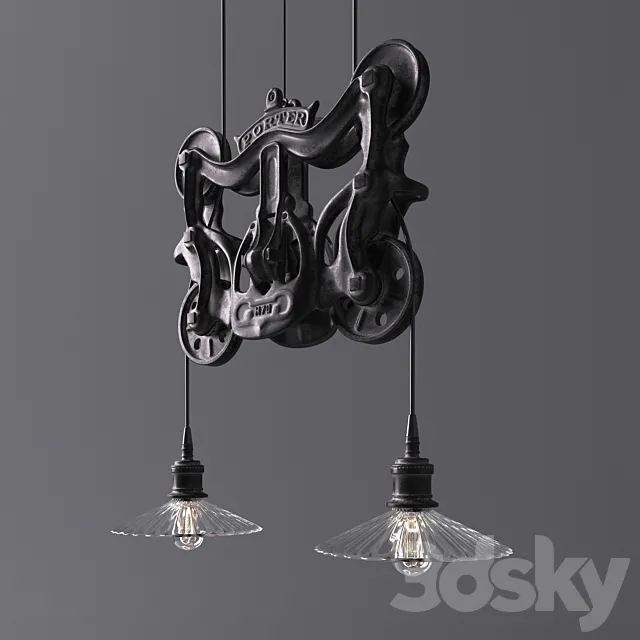 RH Cast-iron barn door trolley pendant 3D Model RH Cast-iron barn door trolley pendant 3D Model