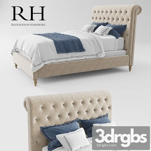 Rh Chesterfield Fabric Sleigh Bed 3D Model Download Rh Chesterfield Fabric Sleigh Bed 3D Model Download