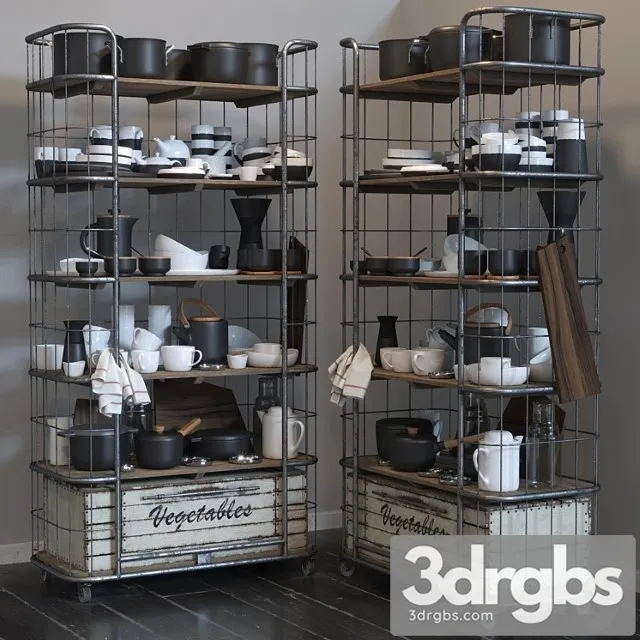 Rh circa 1900 and kitchen set 3D Model Download
