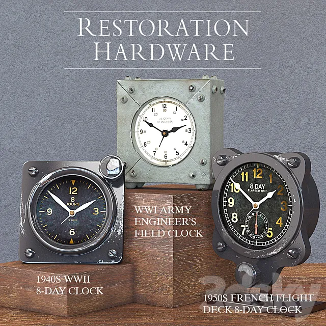 RH CLOCK DECORATION SET OF 3 3DModel RH CLOCK DECORATION SET OF 3 3DModel