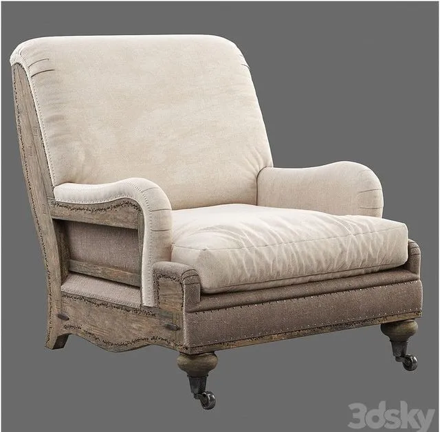 RH Deconstructed English Roll Armchair 3D Model