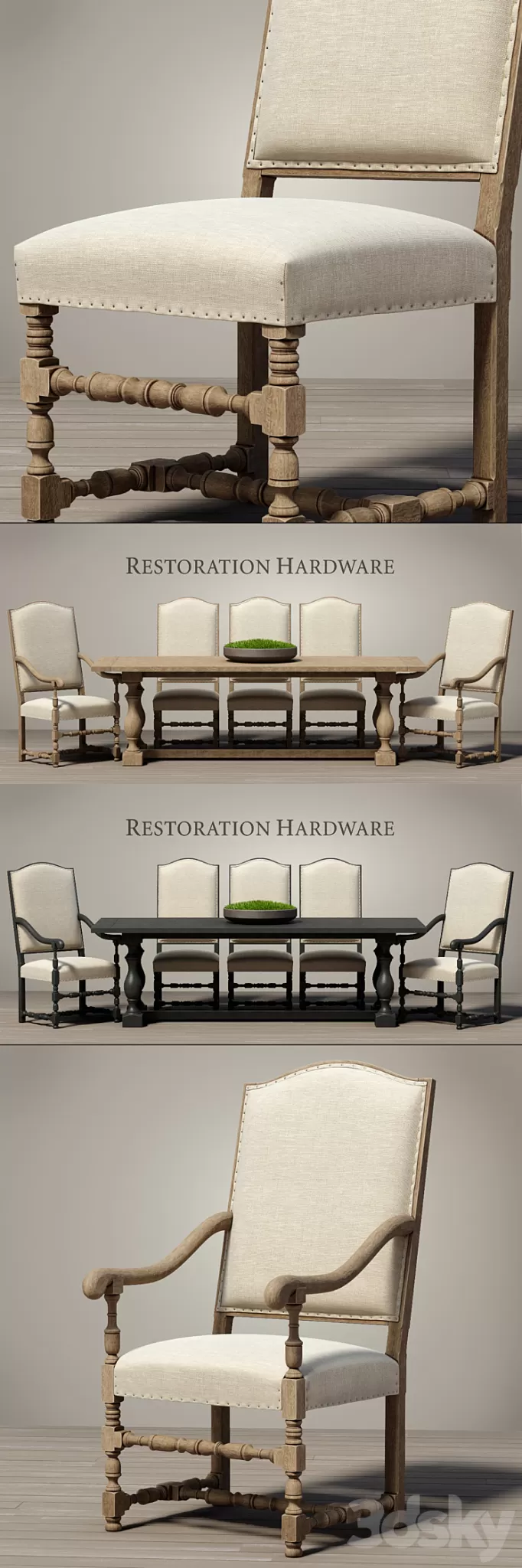 RH \/ Dining set 3D Model RH \/ Dining set 3D Model
