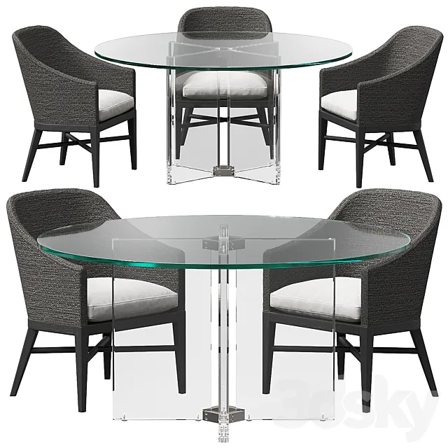 RH DINING SET 9 3D Model RH DINING SET 9 3D Model
